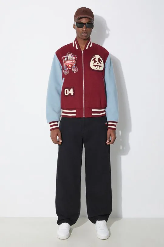 ICECREAM bomber jacket Diner Team Varsity men’s maroon color IC24106