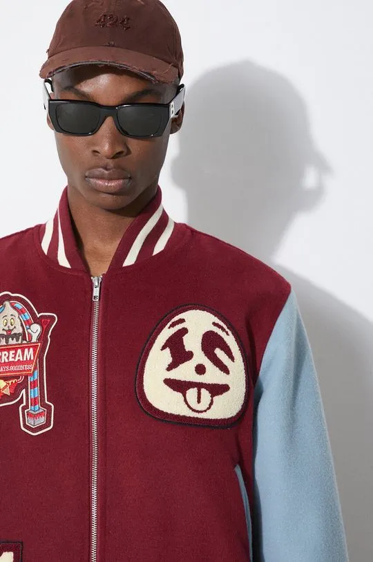 ICECREAM bomber jacket Diner Team Varsity men’s maroon color IC24106