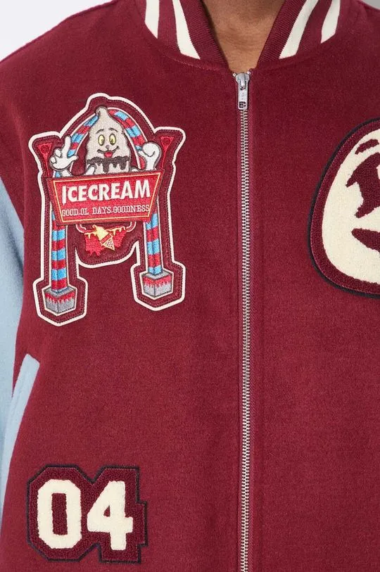 ICECREAM bomber jacket Diner Team Varsity men’s maroon color IC24106