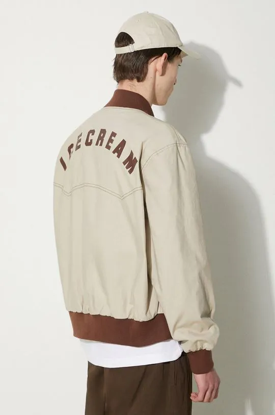 ICECREAM bomber jacket Western Bomber men’s beige color IC24202