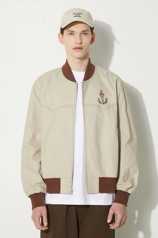 ICECREAM bomber jacket Western Bomber men’s beige color IC24202