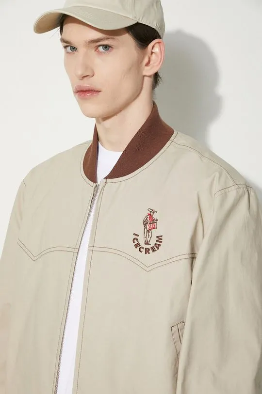 ICECREAM bomber jacket Western Bomber men’s beige color IC24202