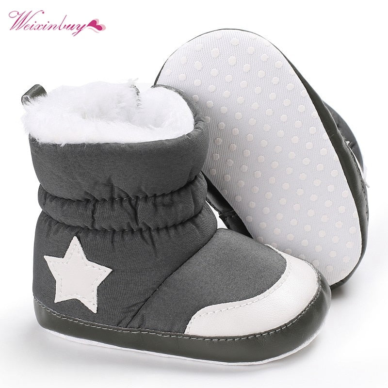 infant Baby Boots Unisex Kids Winter Shoes Crib Bebe Infant Toddler Five Star Pattern Snowfield Snow Boots Booty