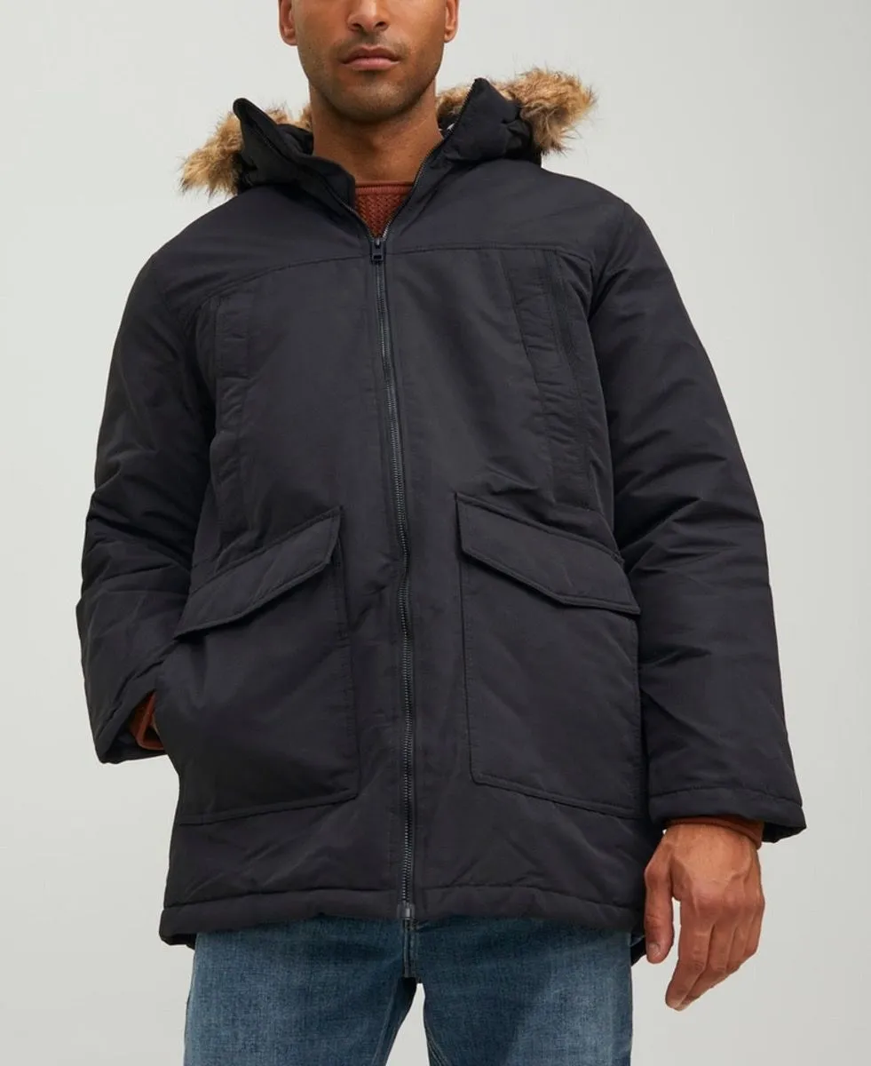 Jack & Jones Hooded Craft Parka Jacket Black