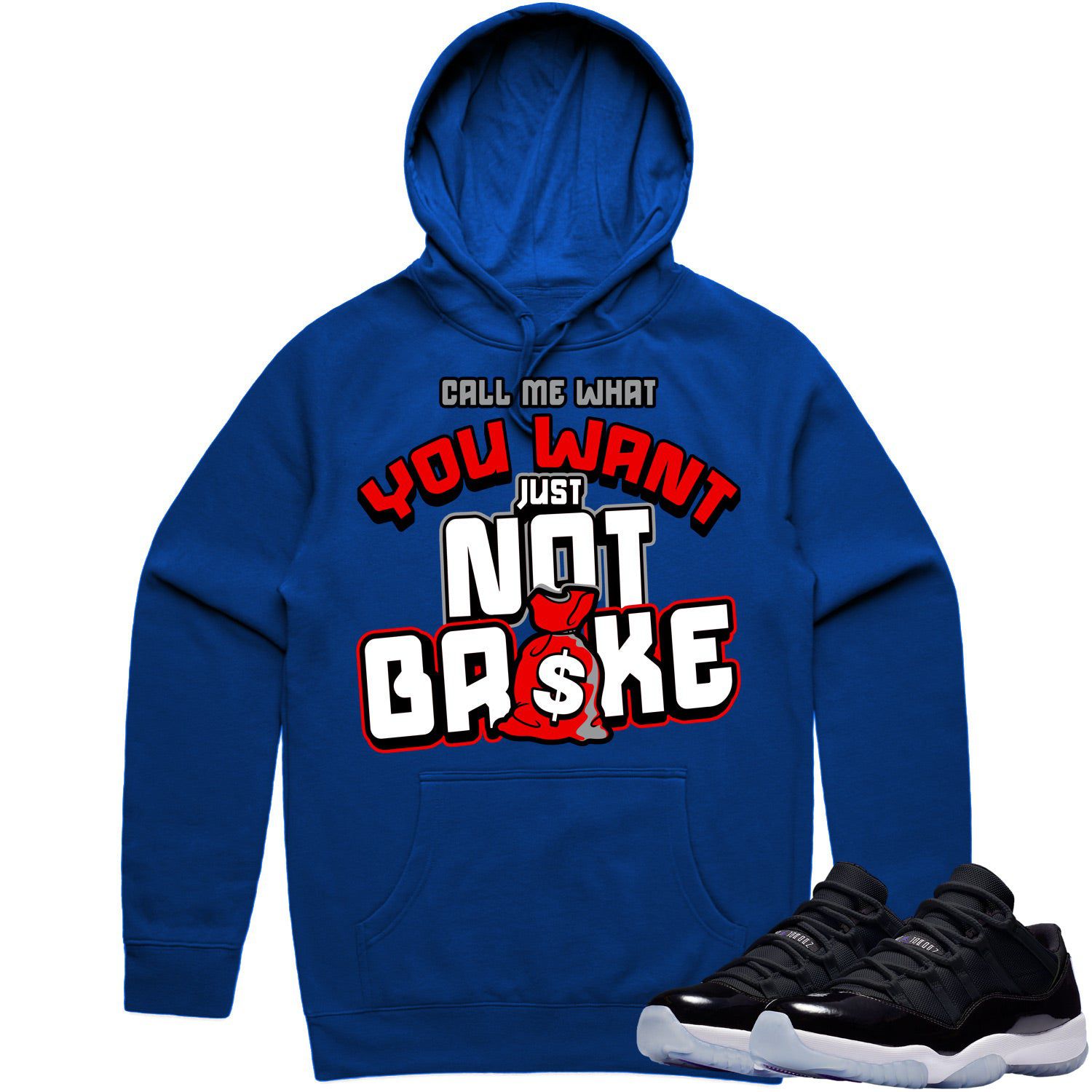 Jordan 11 Low Space Jam 11s Hoodie to Match - RED NOT BROKE