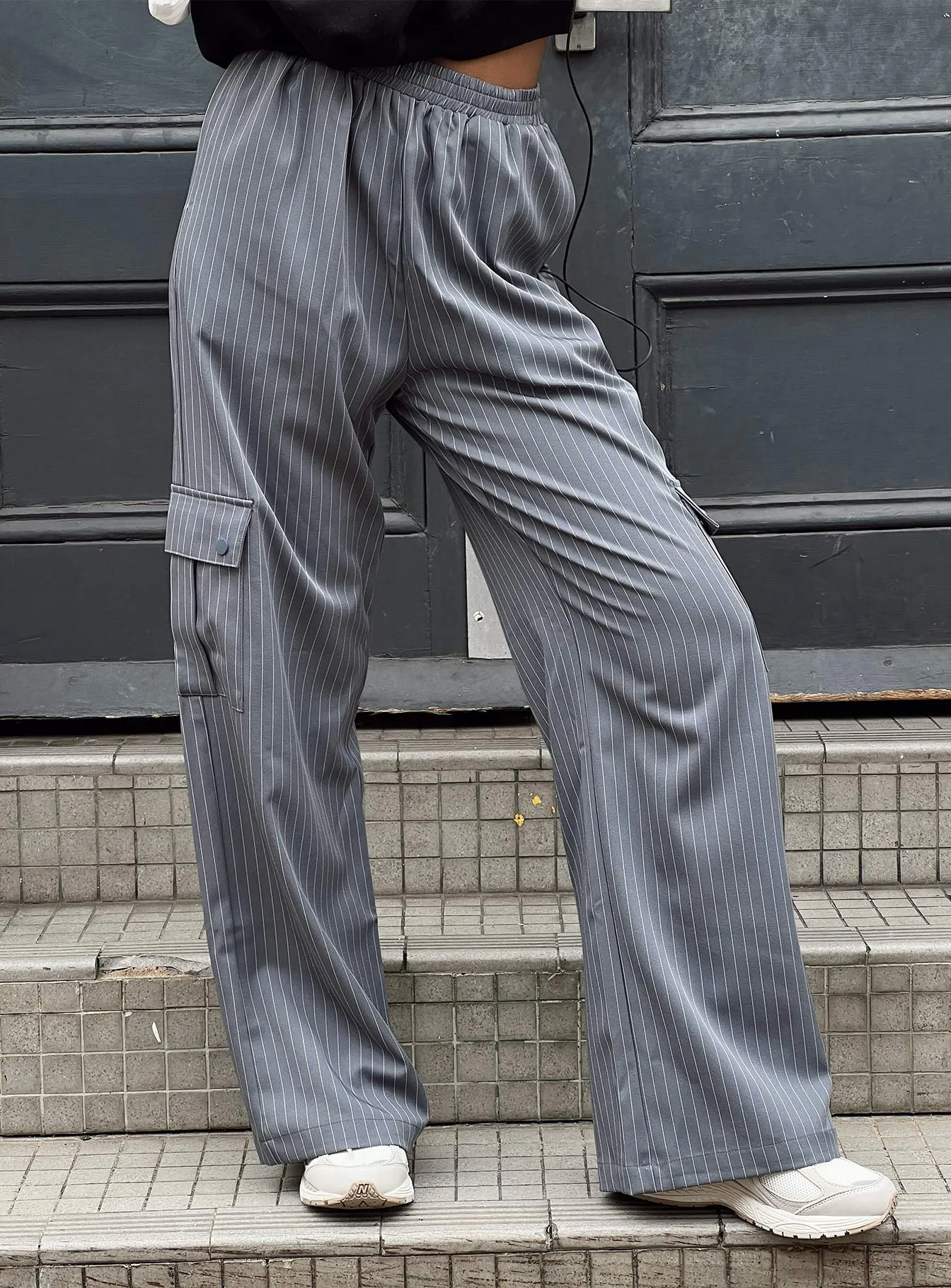 Lista Elastic Pocket Pants Grey Pinstripe