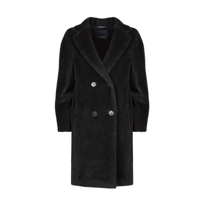 LOCRI DOUBLE BREASTED FLEECY COAT Woman Black