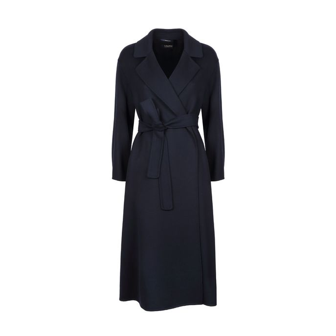 LONG COAT WITH 3/4 SLEEVES AND BELT Woman Blue