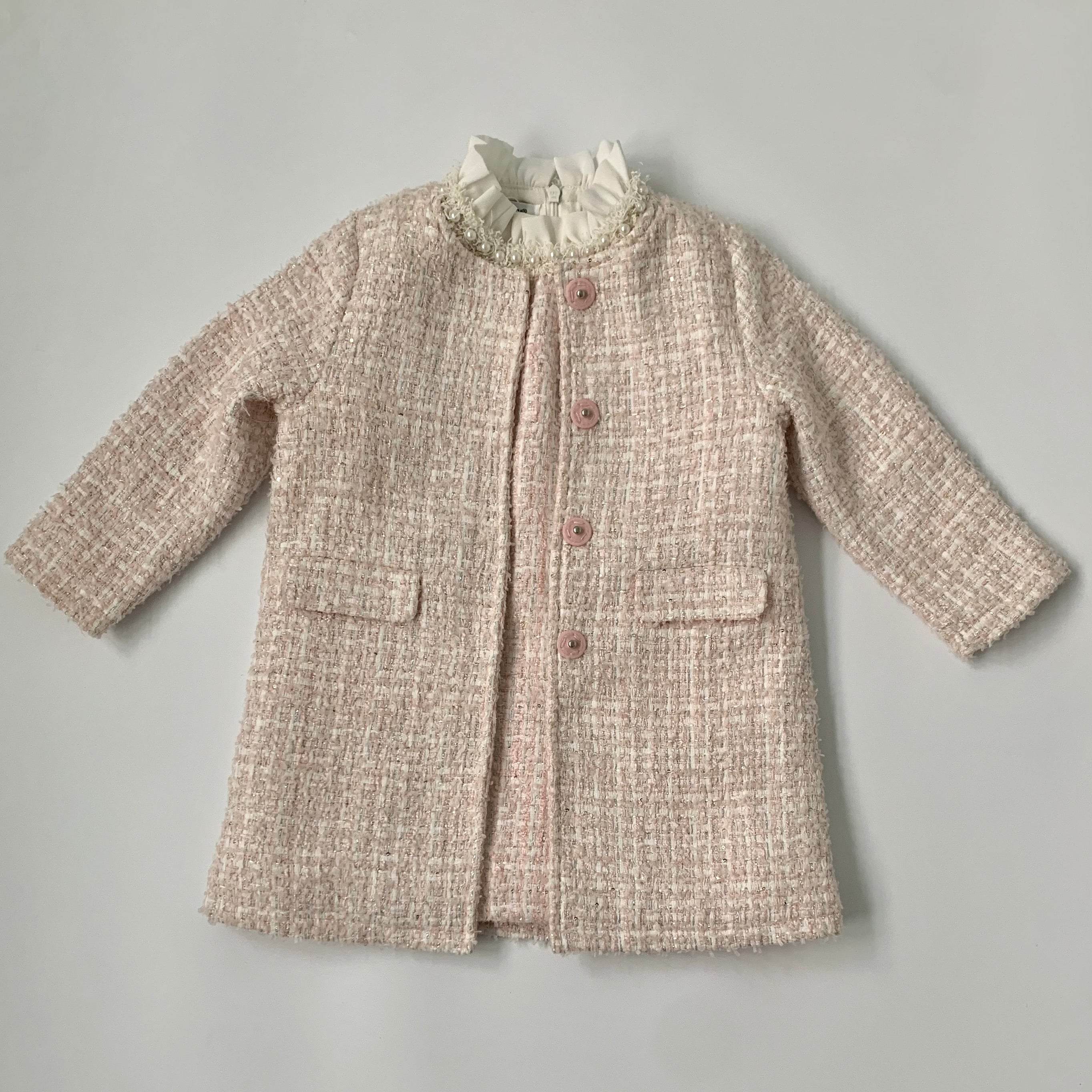 Luxelim Pink Tweed Dress With Pearl Trim: 4 Years