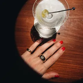 Medium Balloon Ring with Baguette Diamond