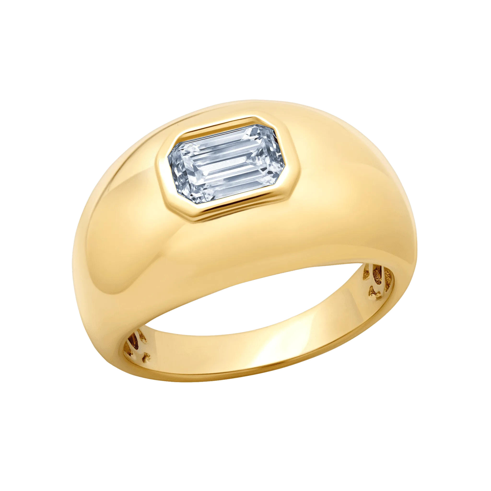 Medium Balloon Ring with Baguette Diamond