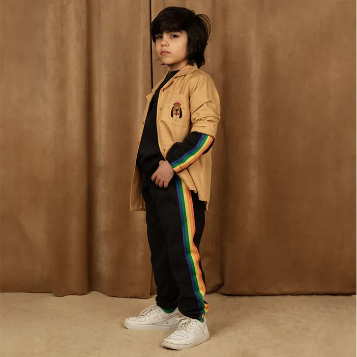 Mini Rodini Child Rainbow Stripe Sweatpants Black