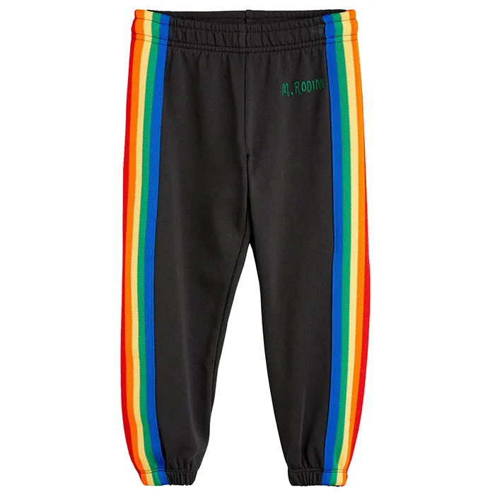 Mini Rodini Child Rainbow Stripe Sweatpants Black