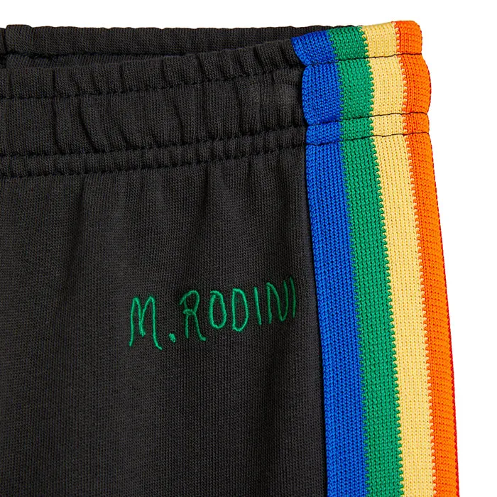 Mini Rodini Child Rainbow Stripe Sweatpants Black