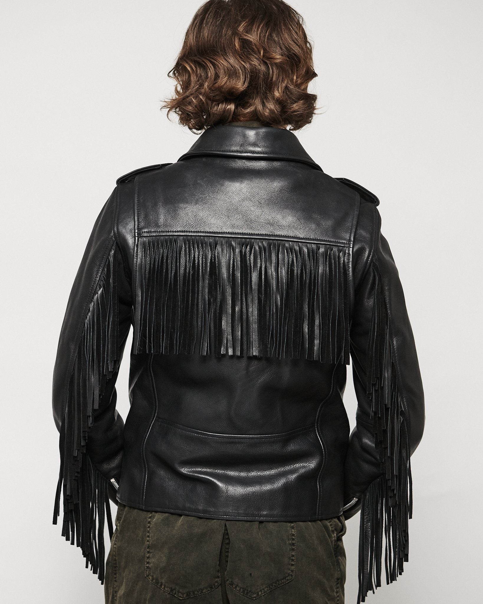 MODERN VICE FRINGE MOTO JACKET IN BLACK