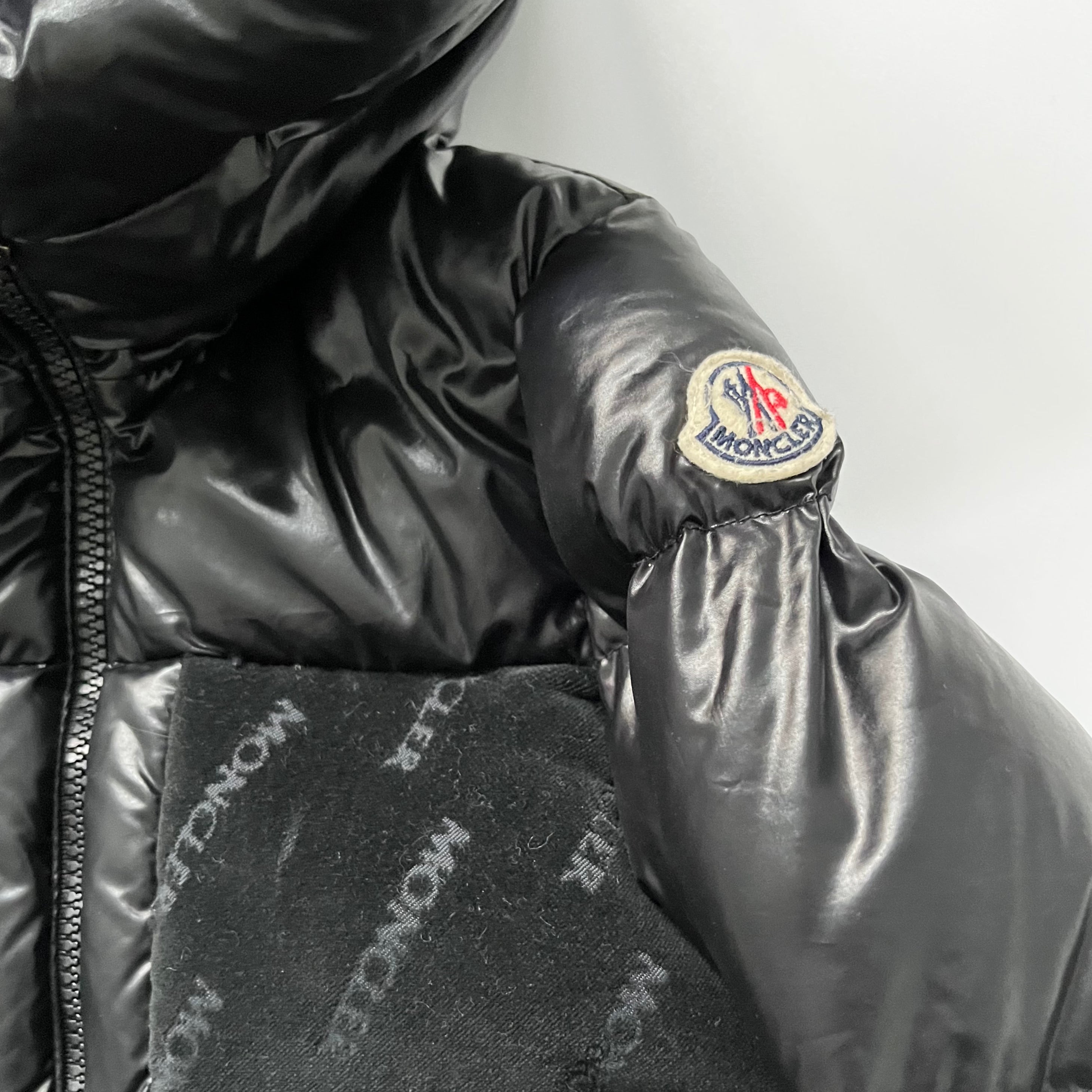 Moncler Black Down Coat With Velour Detail: 4 Years