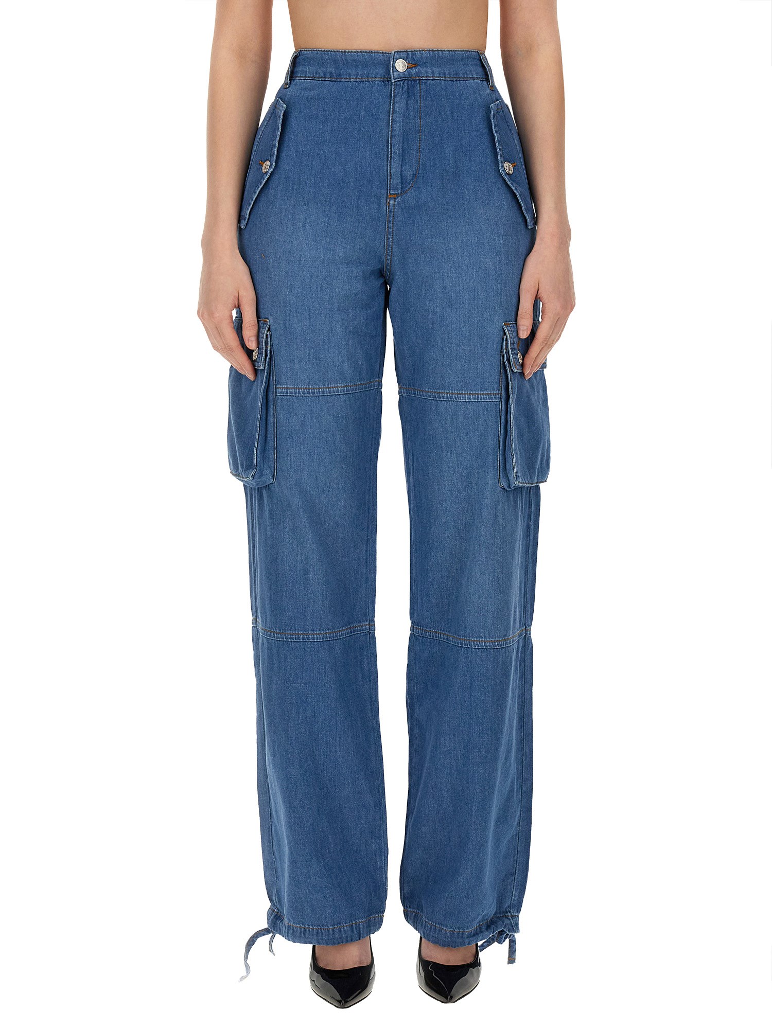 MOSCHINO JEANS    COTTON DENIM CARGO PANTS