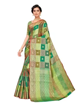 Multicolored Coloured Poly Silk Jacquard Partywear saree