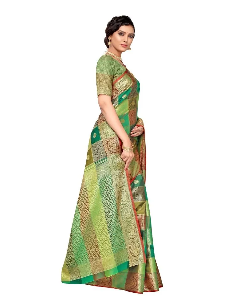 Multicolored Coloured Poly Silk Jacquard Partywear saree