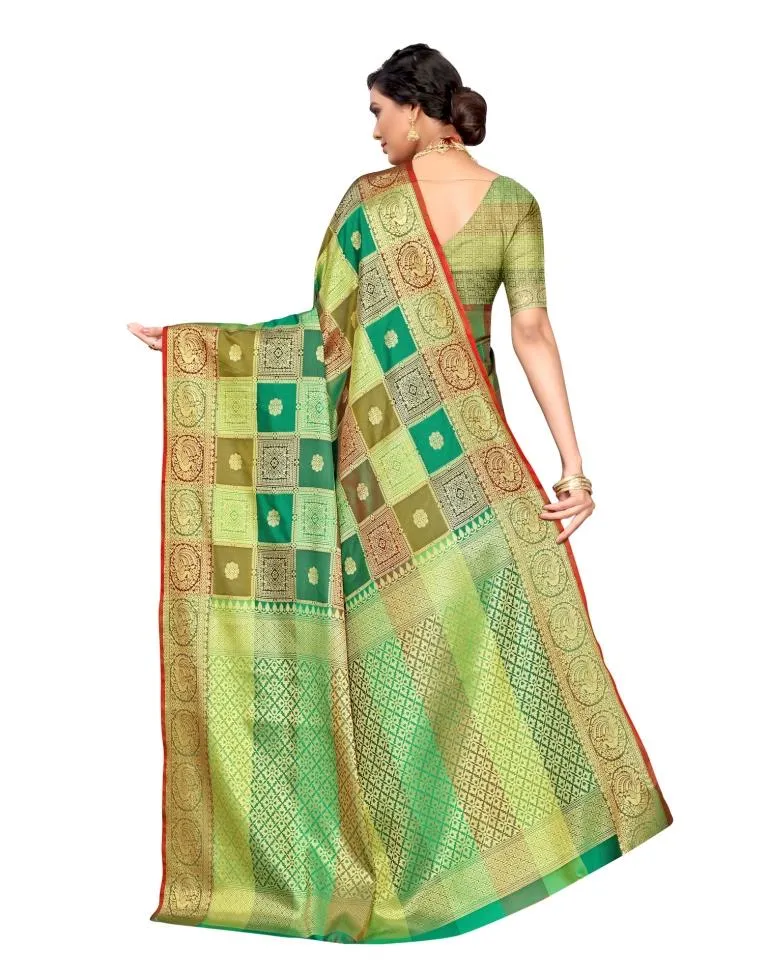 Multicolored Coloured Poly Silk Jacquard Partywear saree