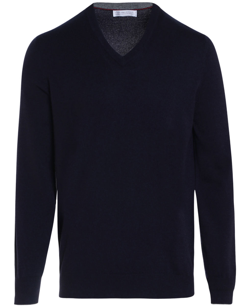 Navy Cashmere V-Neck Sweater