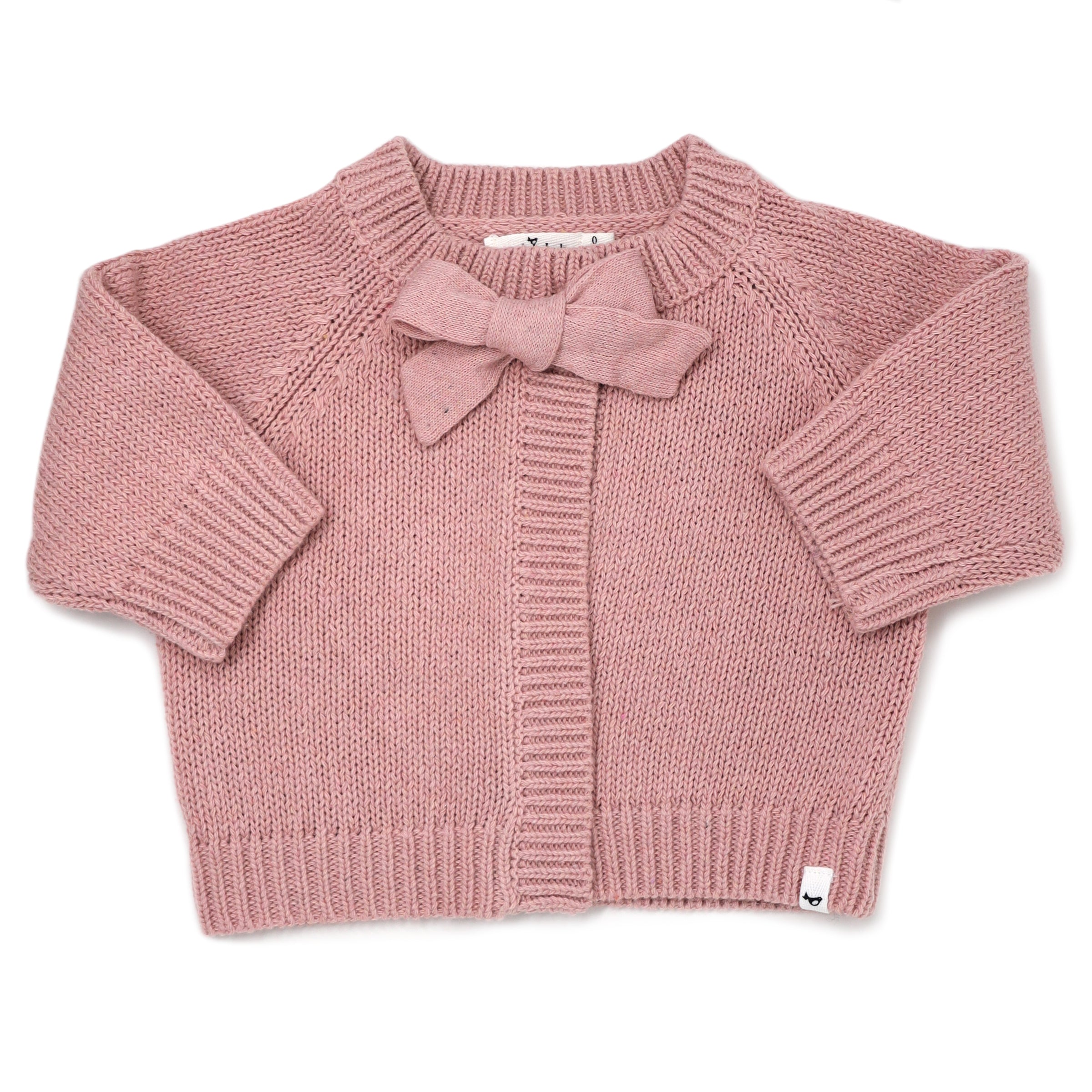 oh baby! Scandi Bow Knit Cardigan - Vintage Rose