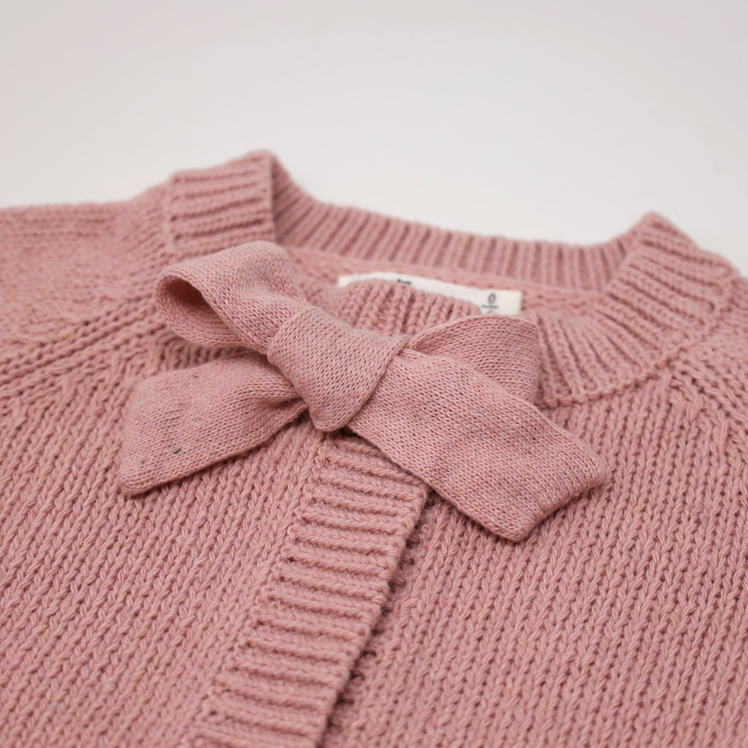 oh baby! Scandi Bow Knit Cardigan - Vintage Rose