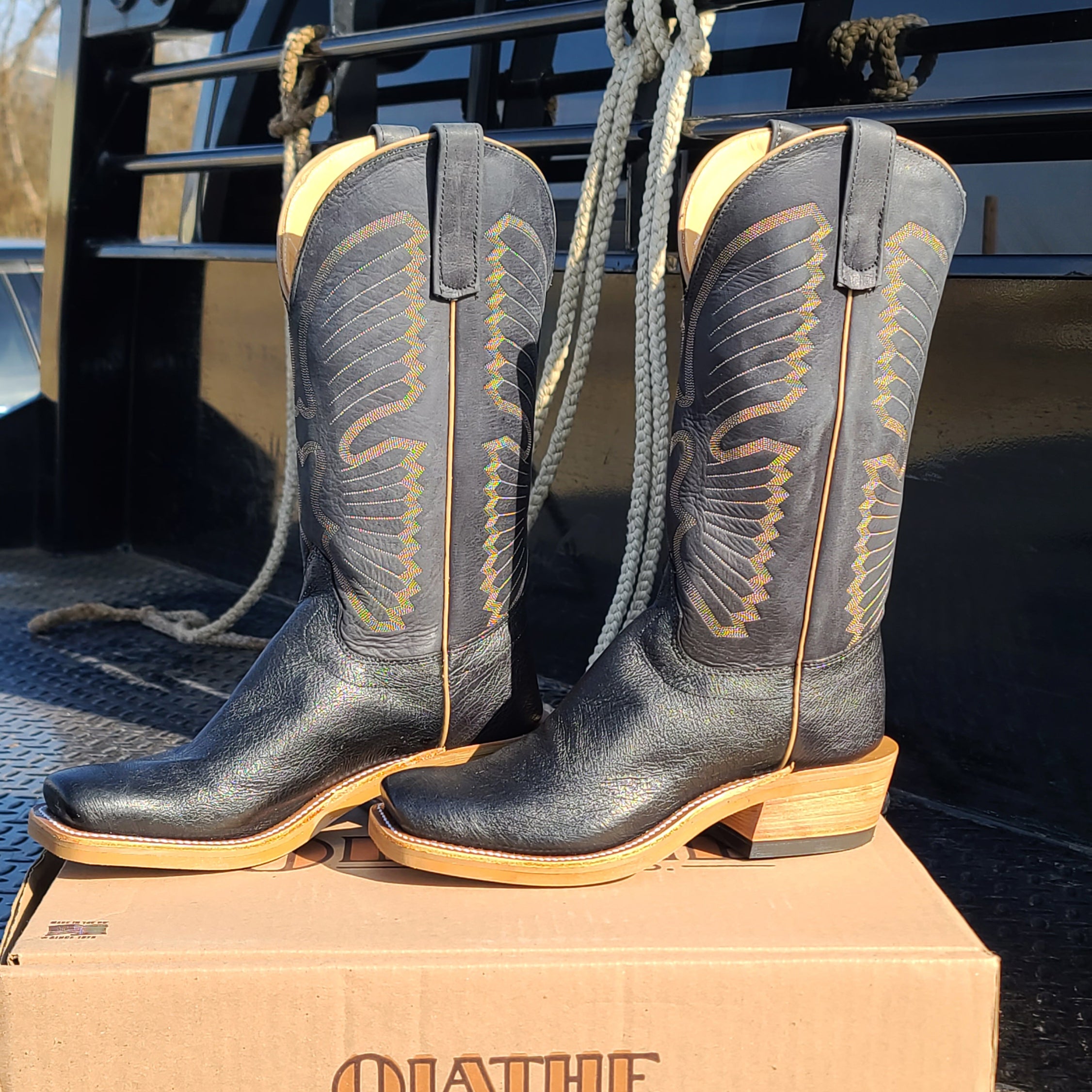 Olathe Black Smooth Ostrich Boots