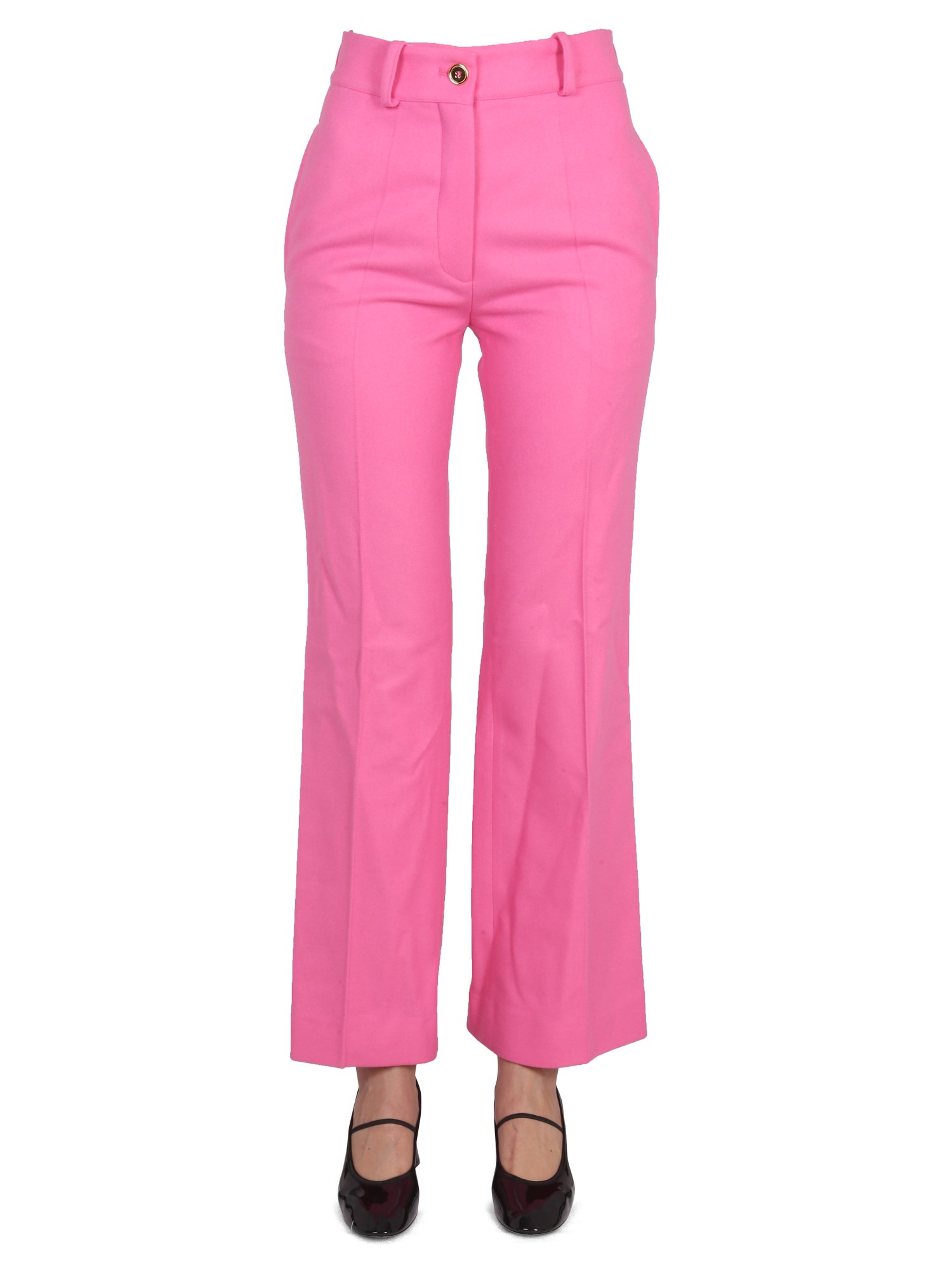 PATOU    WOOL AND CASHMERE FLARED PANTS