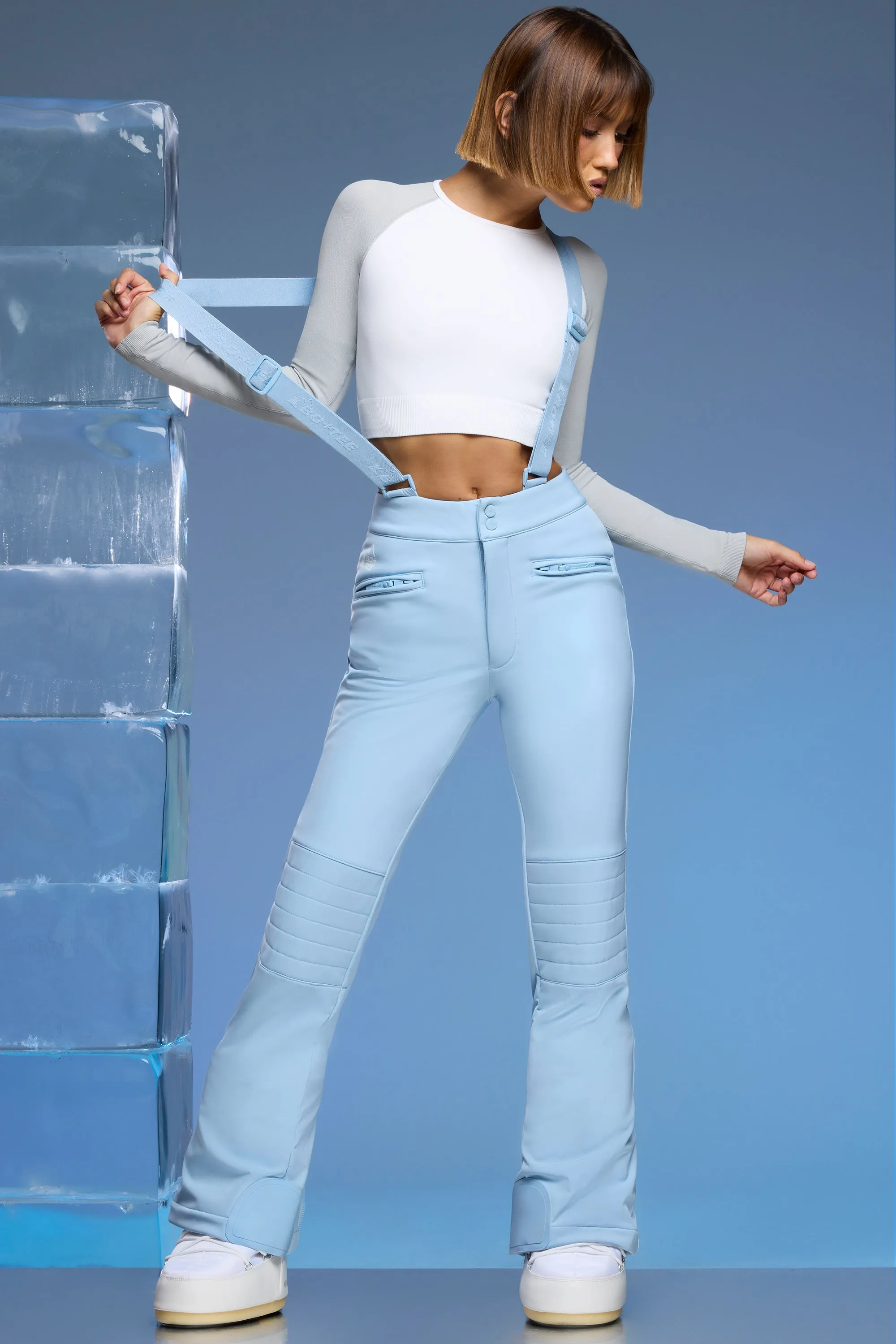 Petite Fleece Lined Ski Pants in Baby Blue