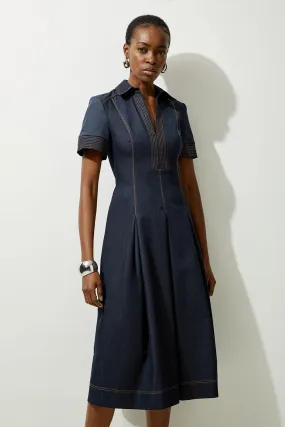 Petite Tailored Denim Full Skirted Midaxi Shirt Dress | Karen Millen