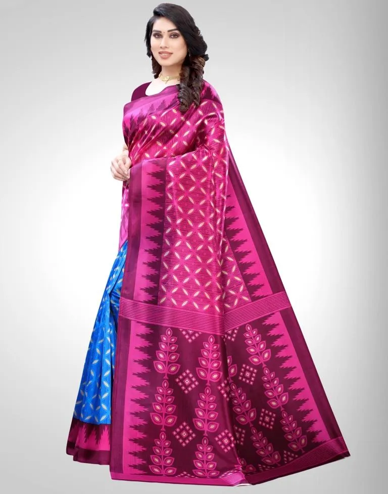 Pink Coloured Poly Silk Printed Partywear saree