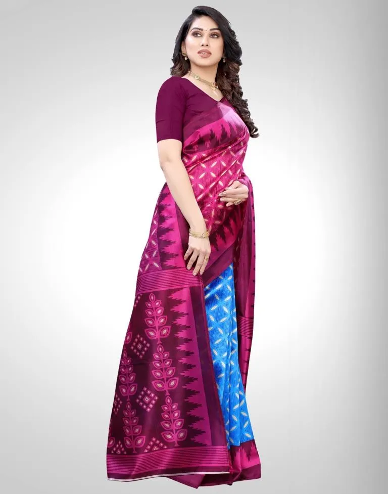 Pink Coloured Poly Silk Printed Partywear saree