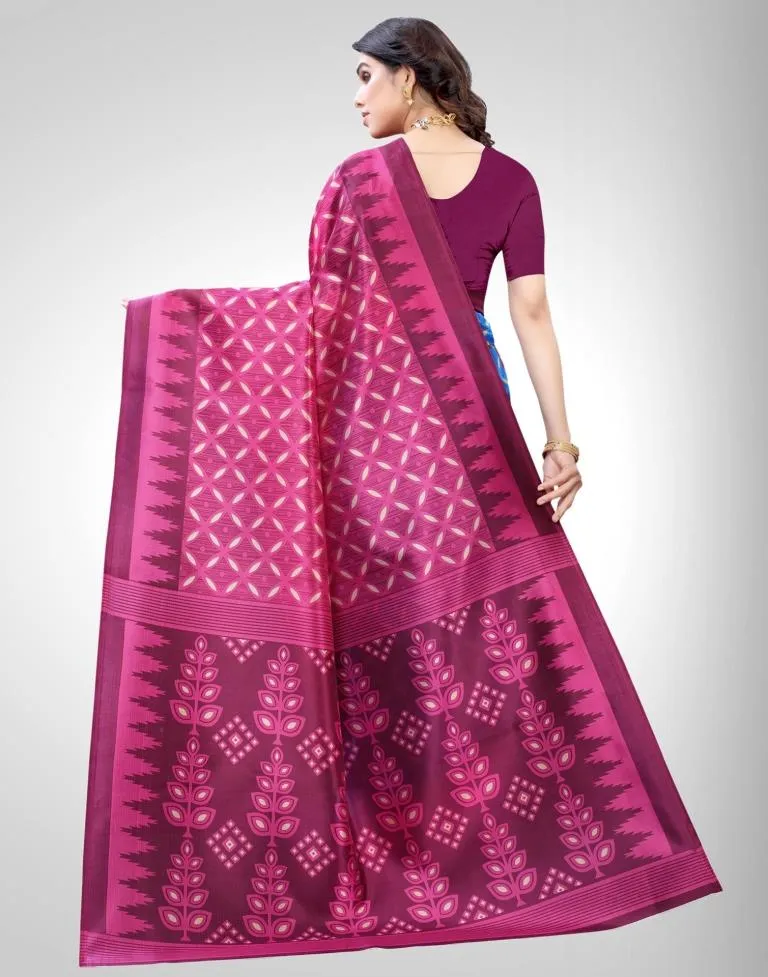 Pink Coloured Poly Silk Printed Partywear saree