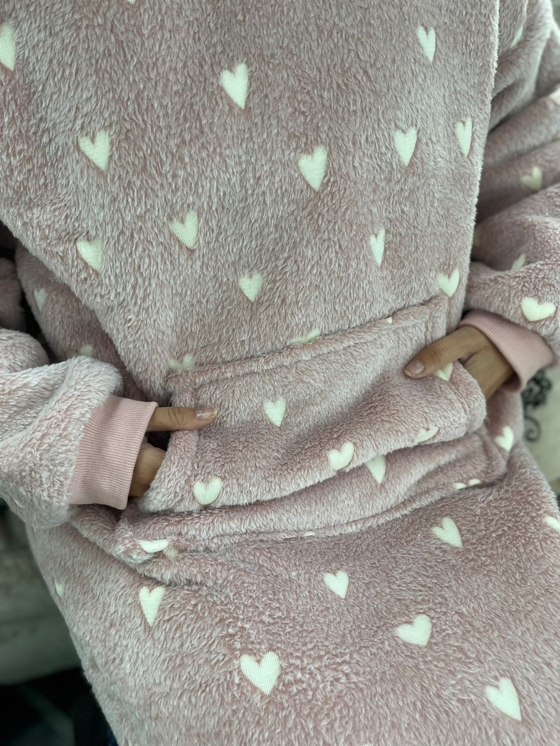 Pink Heart Fluffy Hoodie