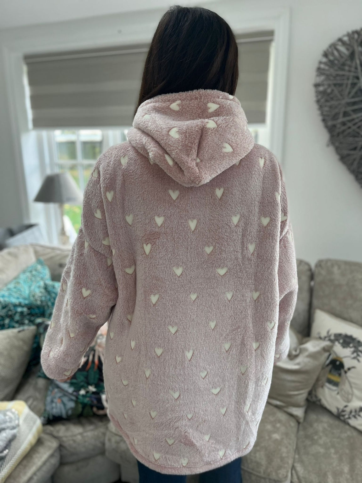 Pink Heart Fluffy Hoodie