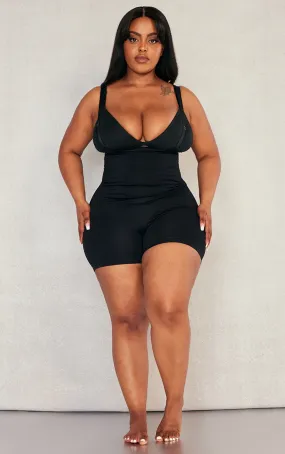 Plus Black Shapewear High Waist Open Bust Shorts