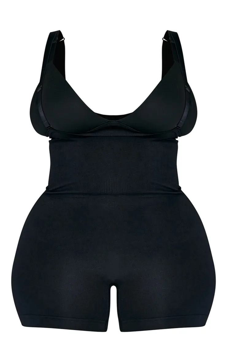 Plus Black Shapewear High Waist Open Bust Shorts