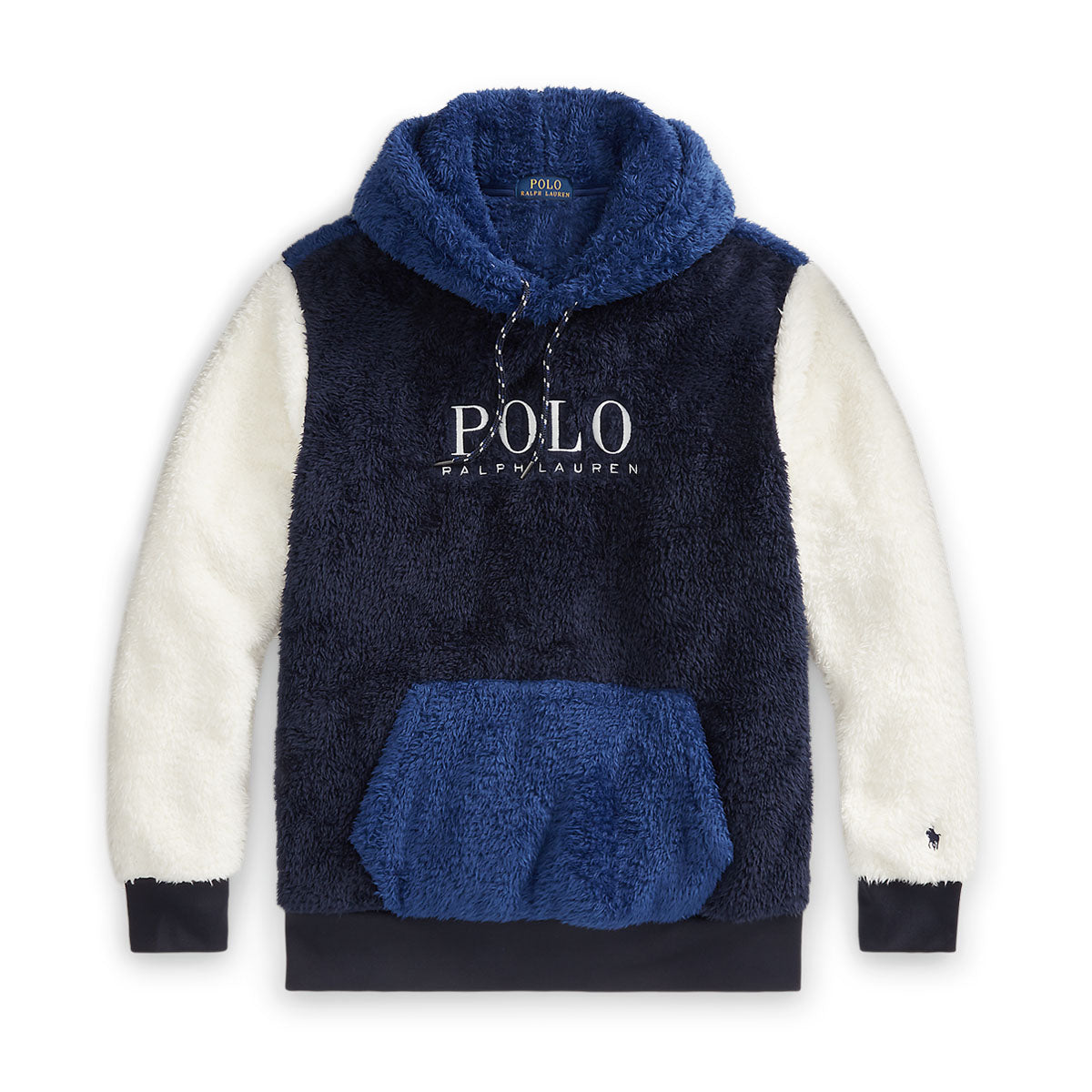 Polo Ralph Lauren - Sherpa Fleece Hoodie in Navy/Blue/Cream