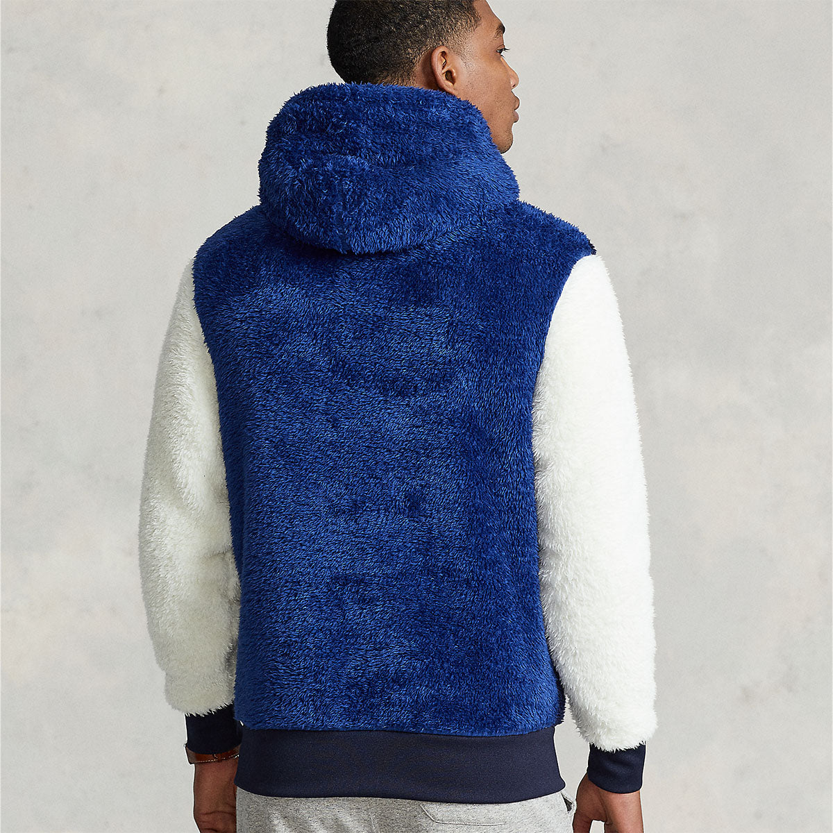 Polo Ralph Lauren - Sherpa Fleece Hoodie in Navy/Blue/Cream