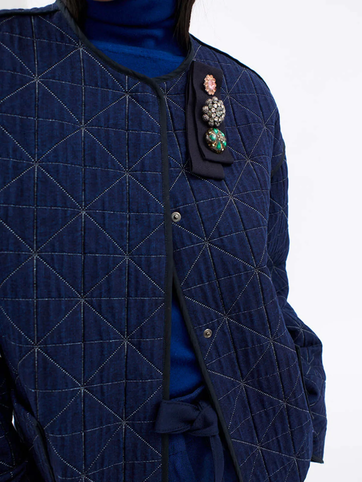 Quilted Denim Jacket - Indigo