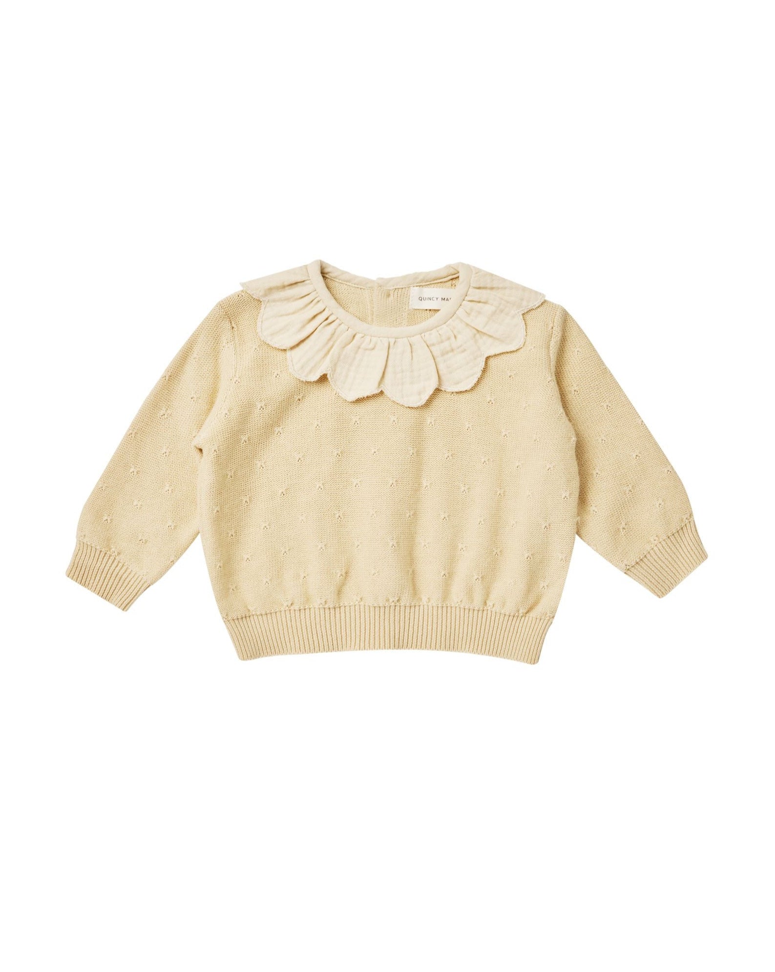 Quincy Mae boxy petal knit sweater | lemon