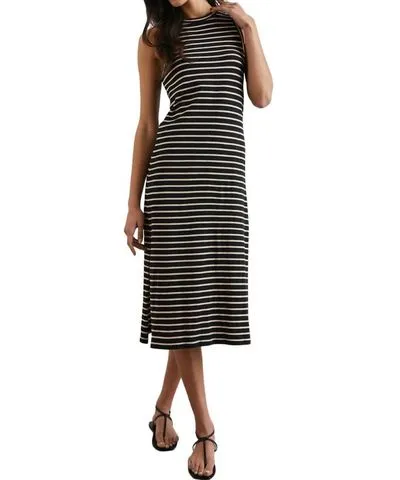 Rails Tank Dress In Black Ivory Stripe