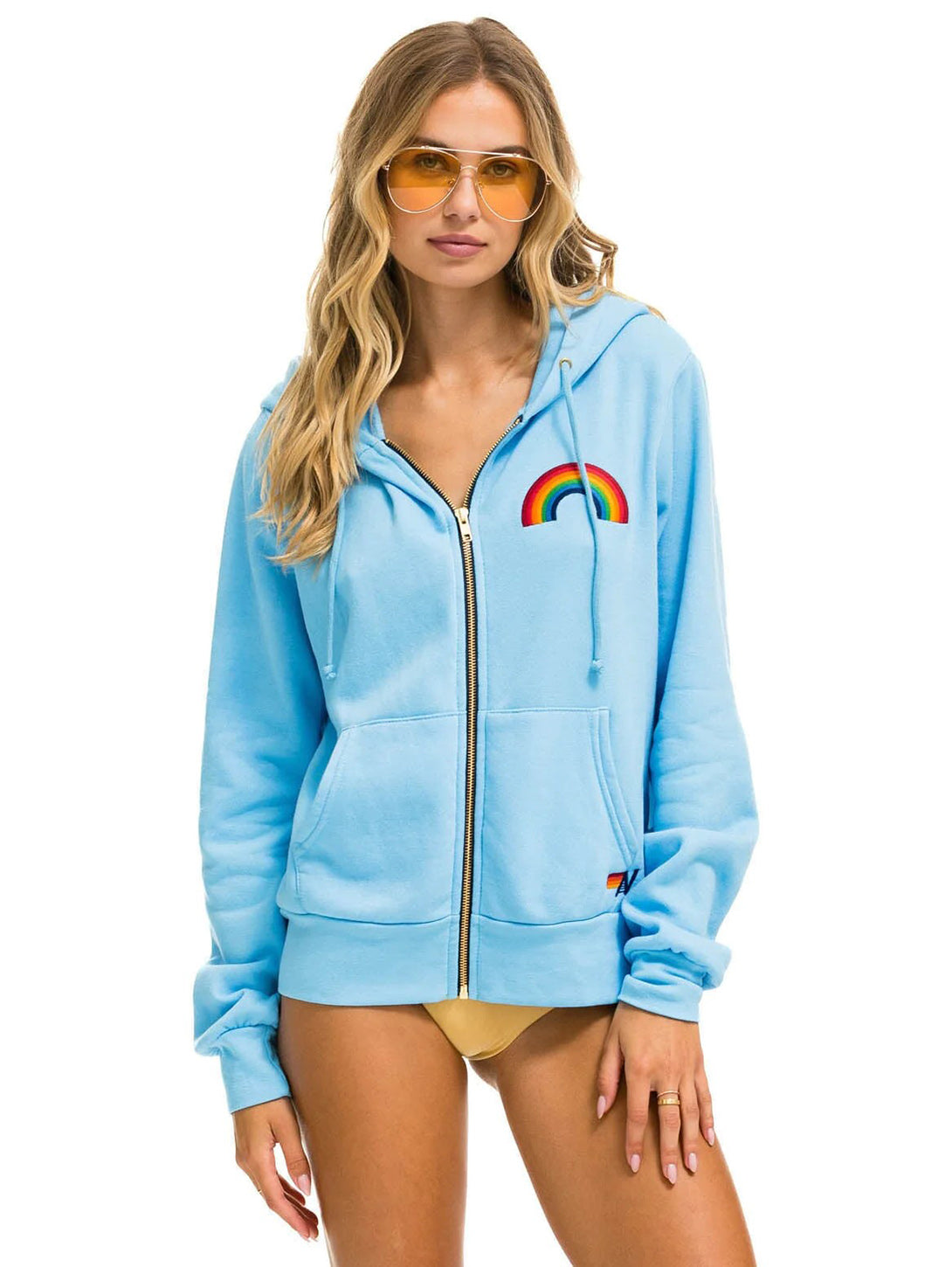 Rainbow Zip Hoodie - Sky