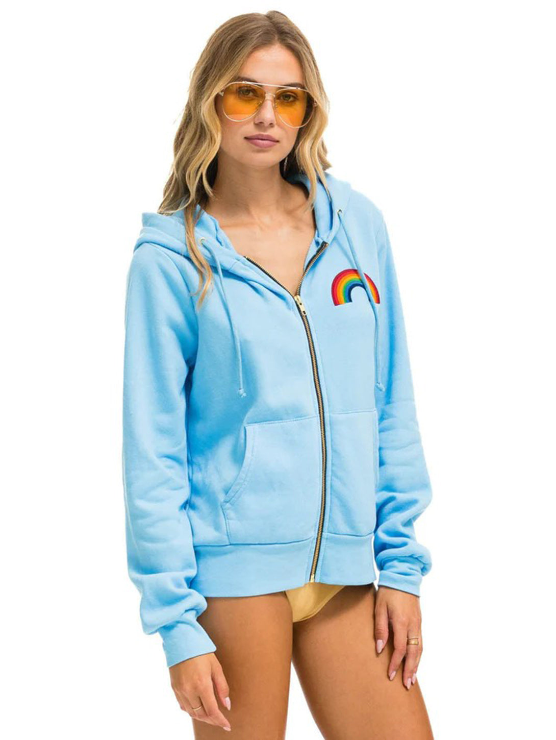 Rainbow Zip Hoodie - Sky