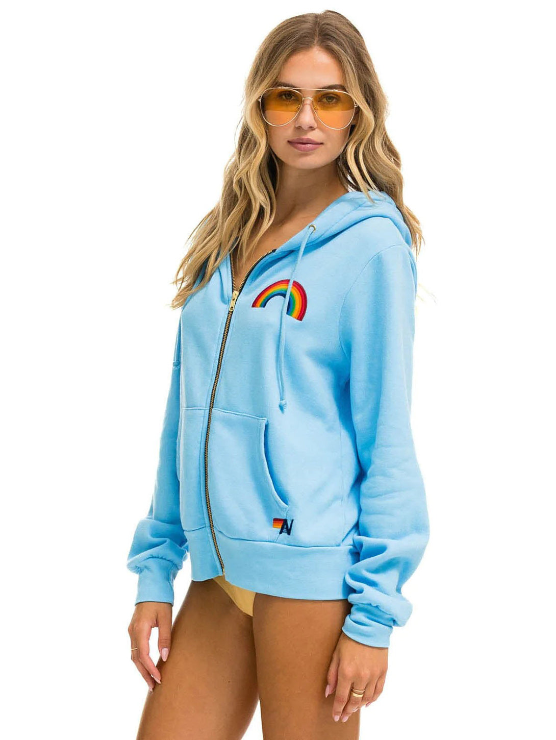 Rainbow Zip Hoodie - Sky