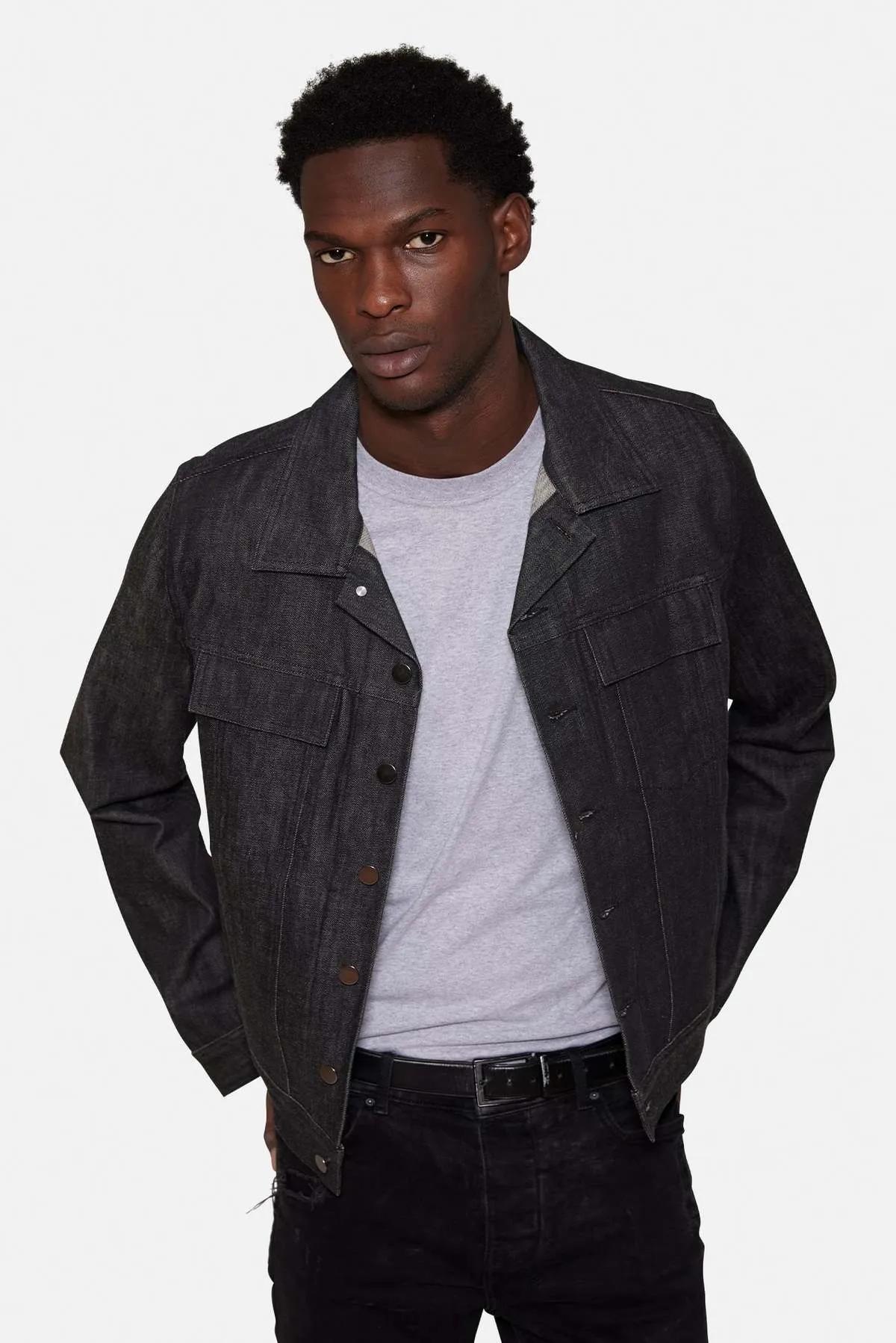 Raw Denim Jacket - Black