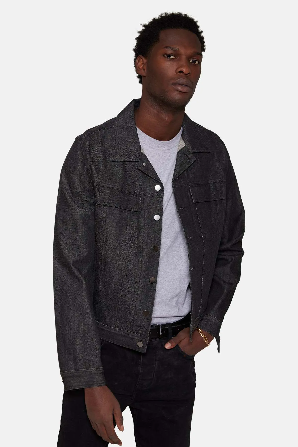 Raw Denim Jacket - Black