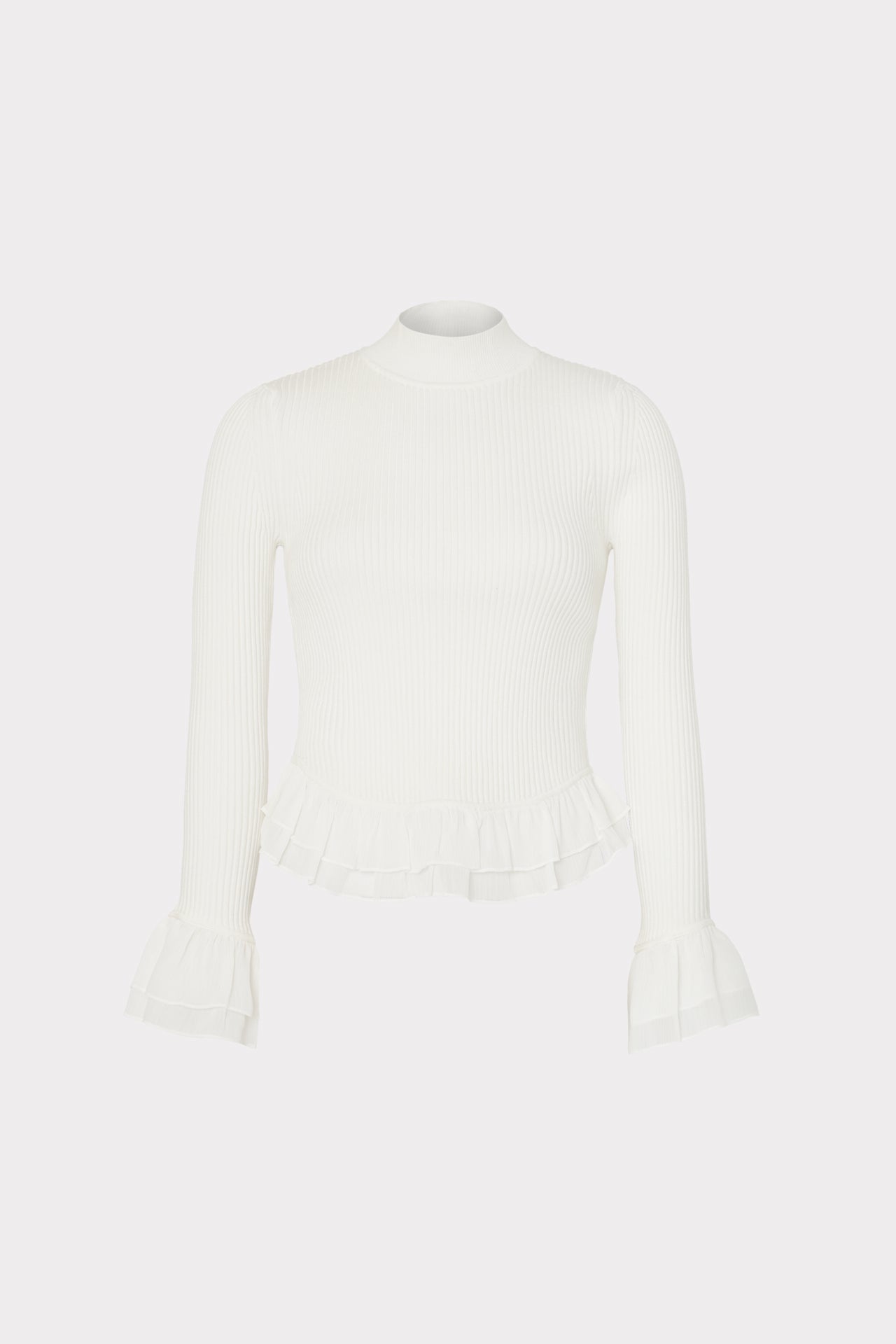 Ruffle Knit Mock Neck