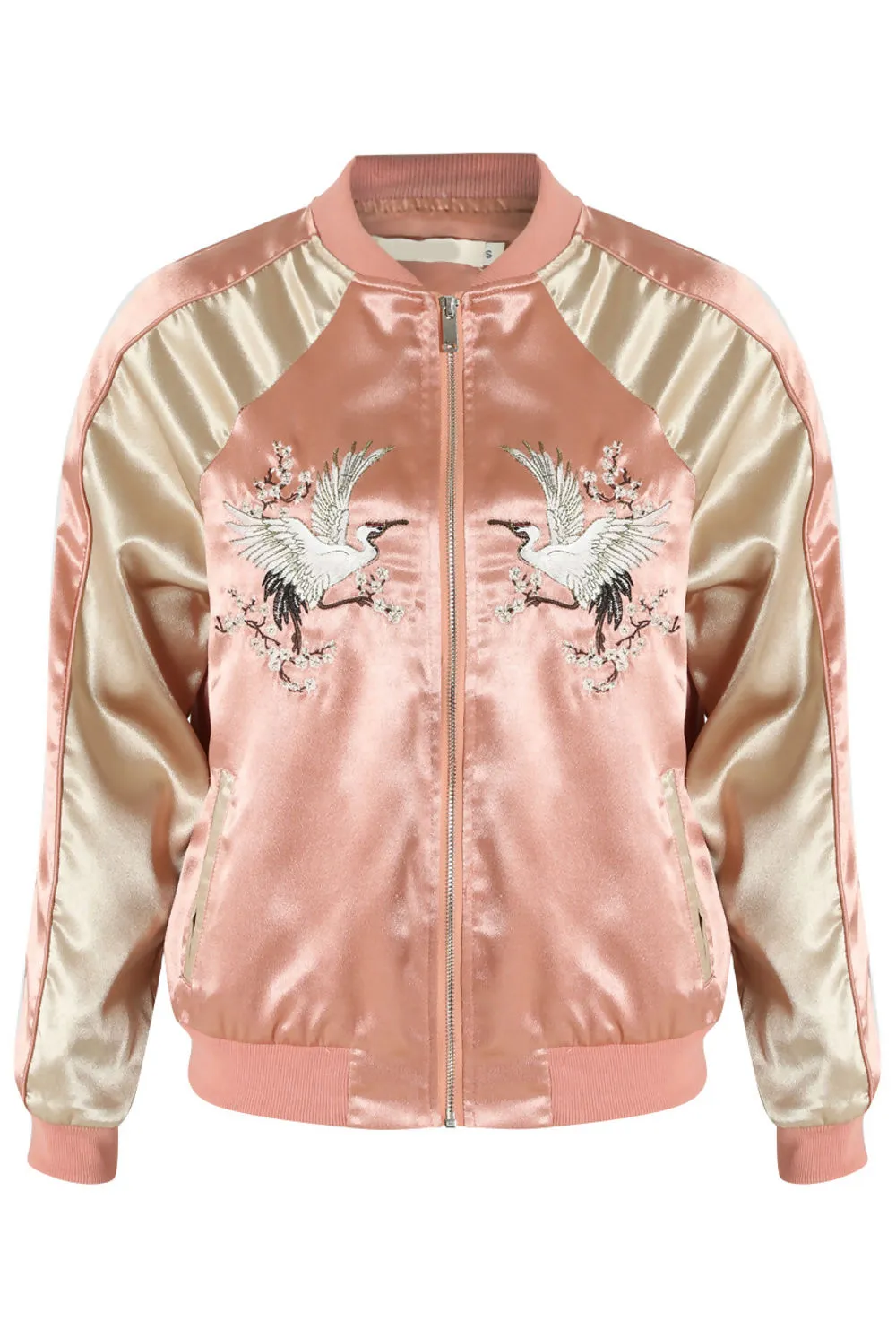 Satin Embroidered Bomber Jacket